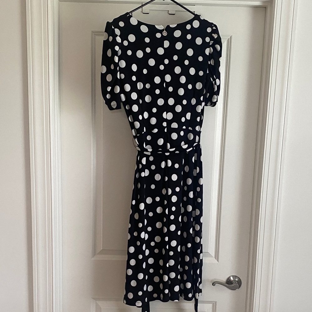 Tommy Hilfiger Black and White Polka Dot Midi Wrap Dress

PTP 17-21

Length 42” - Picture 6 of 9